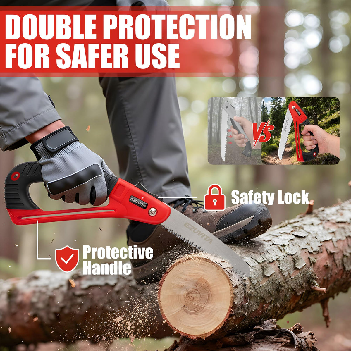EZUVITA folding saw curved handle emphasizing ergonomic grip