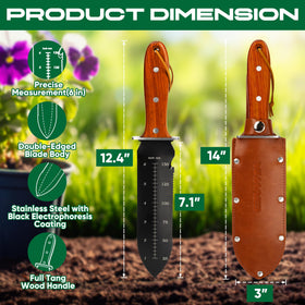 EZUVITA Hori Hori knife full-tang rosewood handle provides secure grip