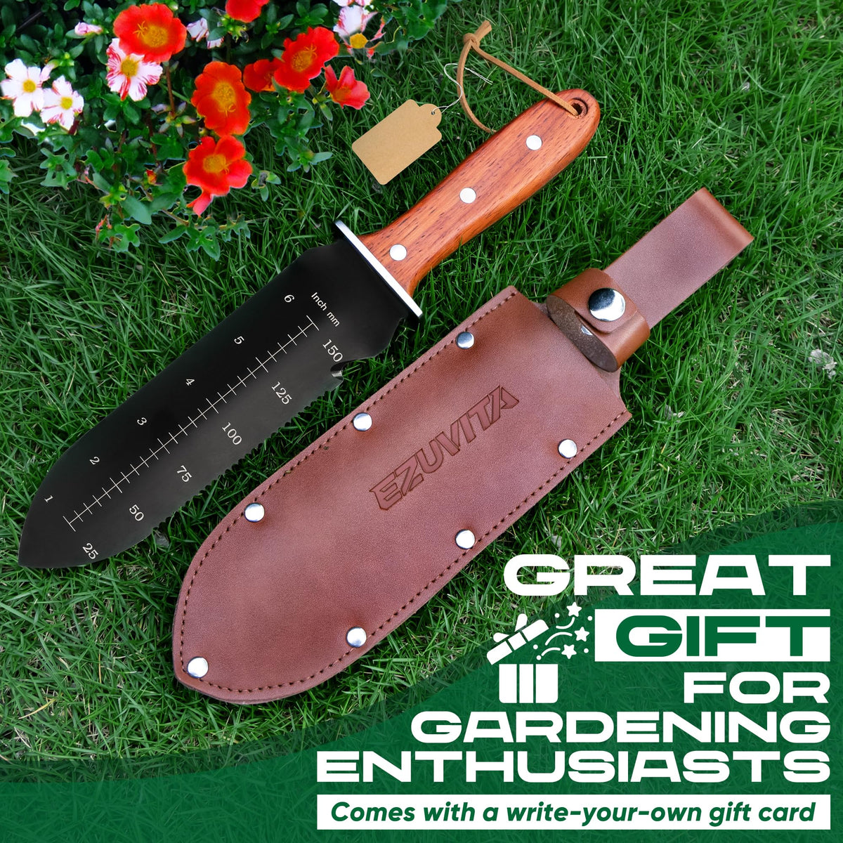 EZUVITA Hori Hori knife multi-use tool for weeding and digging