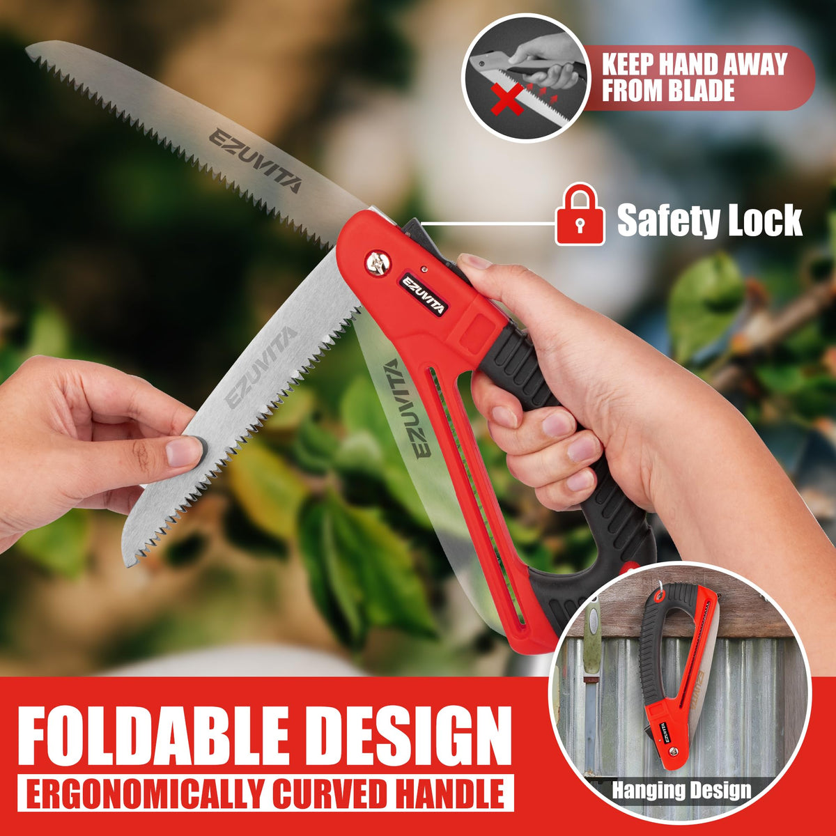 EZUVITA straight blade shear for trimming shrubs with control.