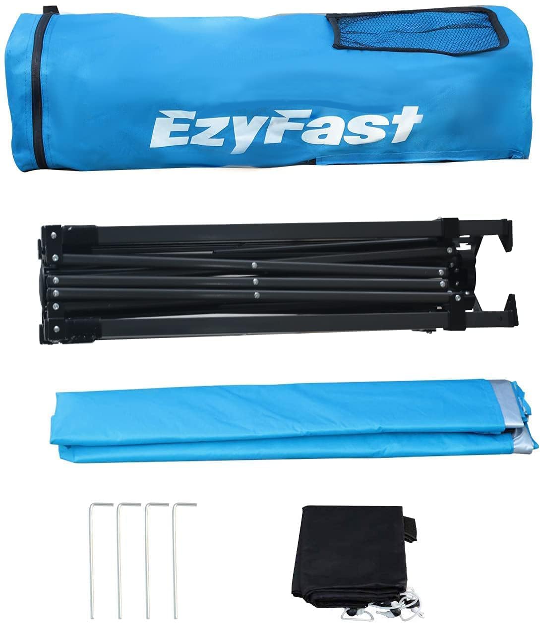 EzyFast 3 stage telescoping legs allow adjustable height to match sun angle.