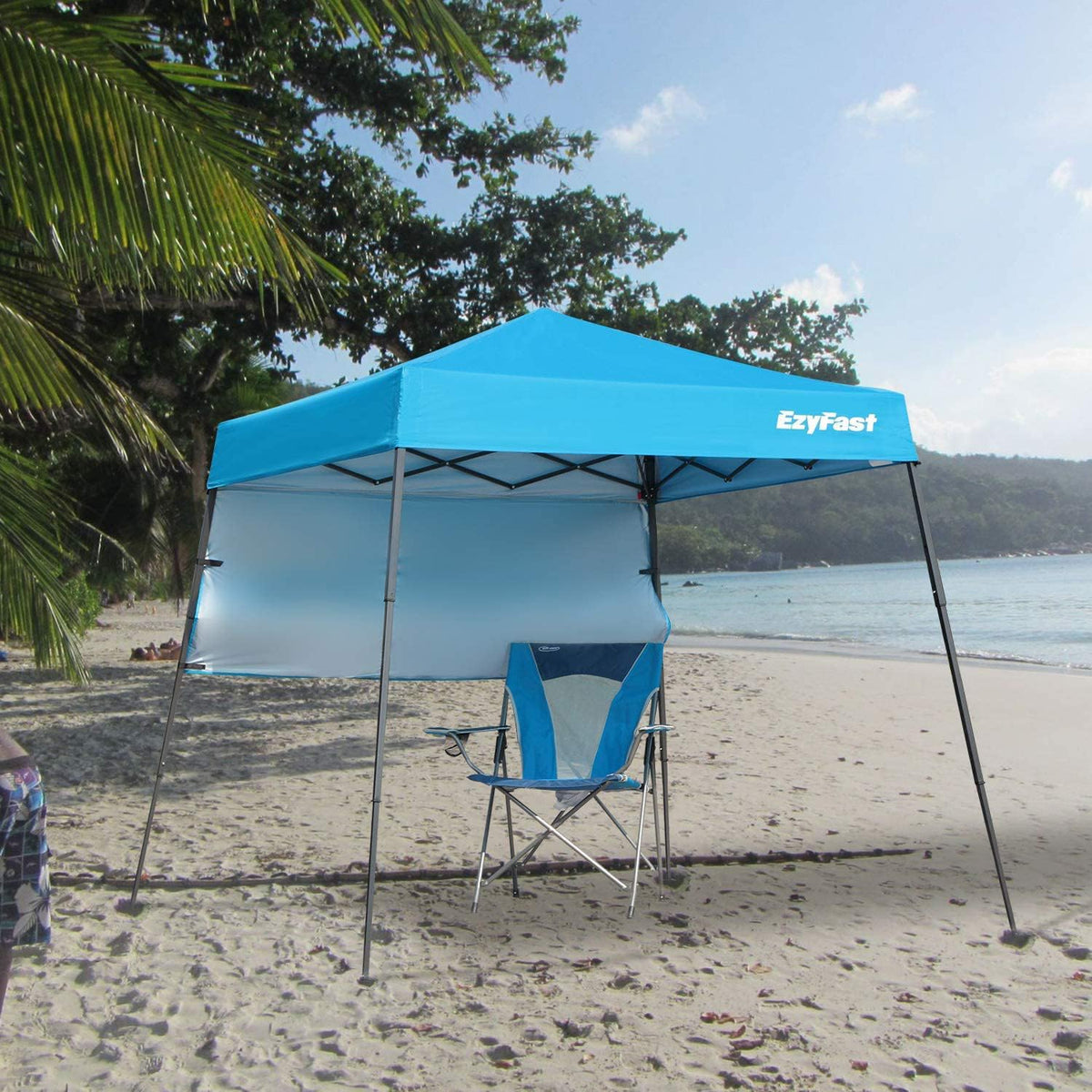 EzyFast 6x6 ft fabric top with UPF 50+ blocks sun while staying breathable.