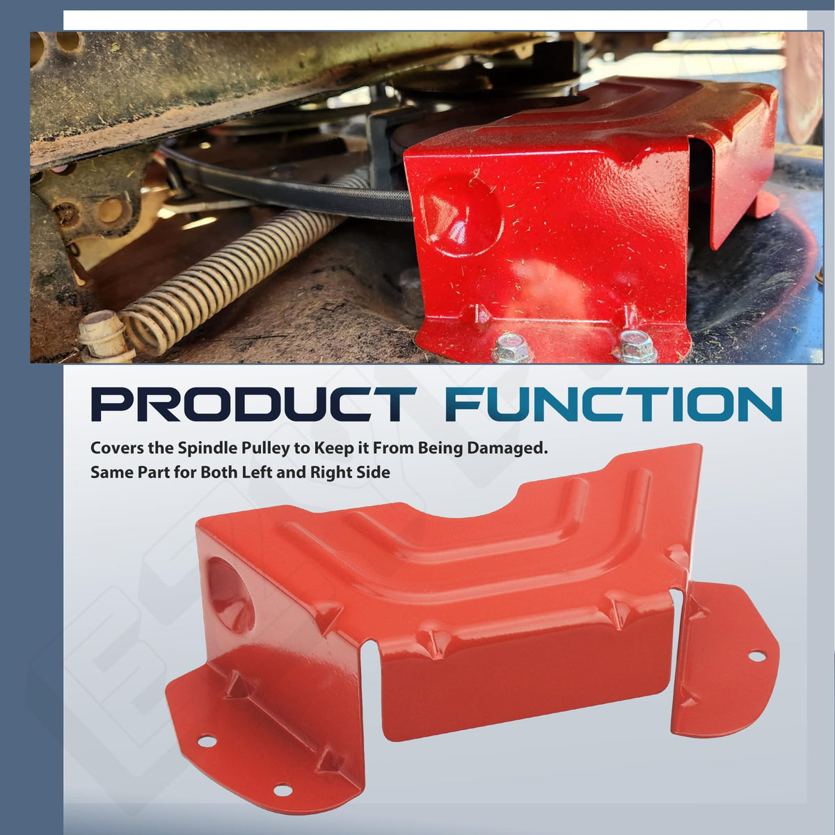 EZYPak belt protection image shows debris shielding and belt stability.