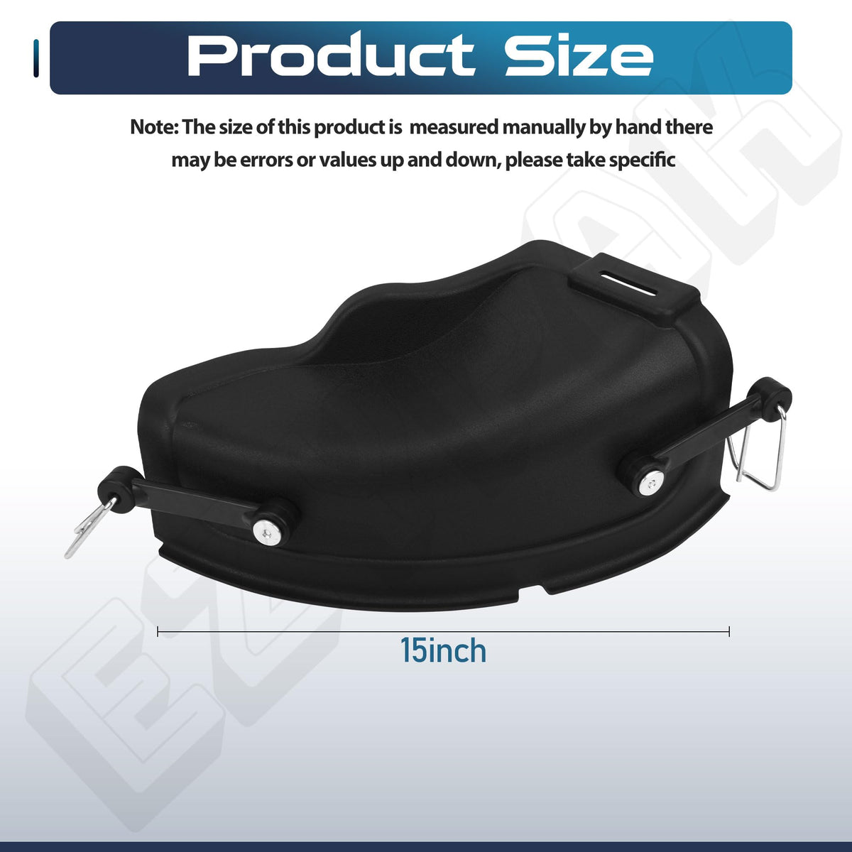 EZYPak installation-ready kit showing mounting hooks for quick, secure mulch plate setup