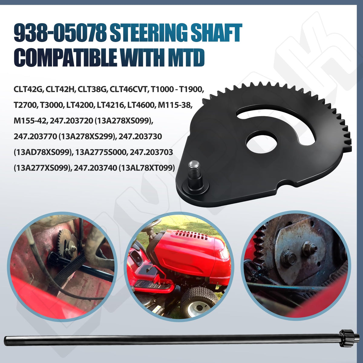 EZYPAK lawn tractor steering assembly for improved handling