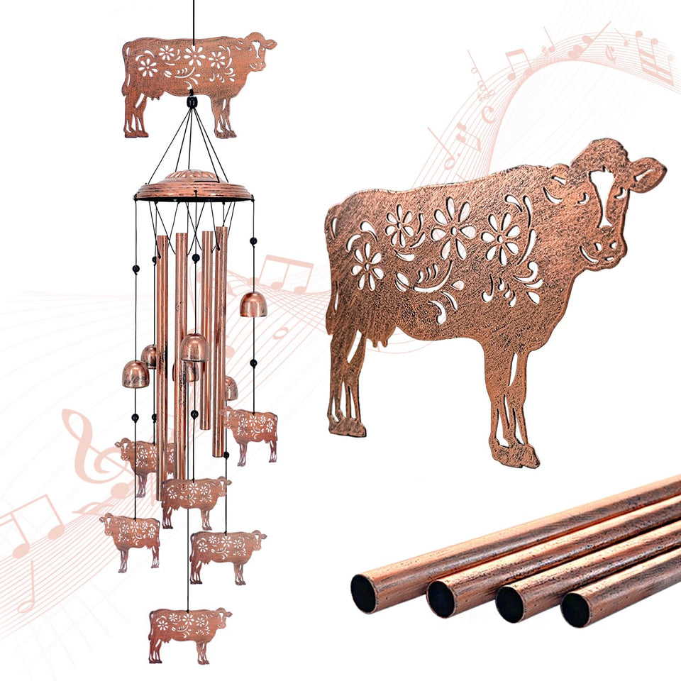 EZTZEN cow wind chime outdoor centerpiece provides a calming focal point in any garden.