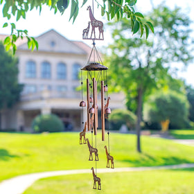 EZTZEN Giraffe Wind Chimes handmade artwork with antique bronze finish.