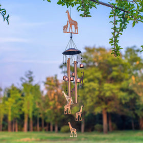 EZTZEN Giraffe Wind Chimes featuring six small giraffes adding whimsy to your yard.