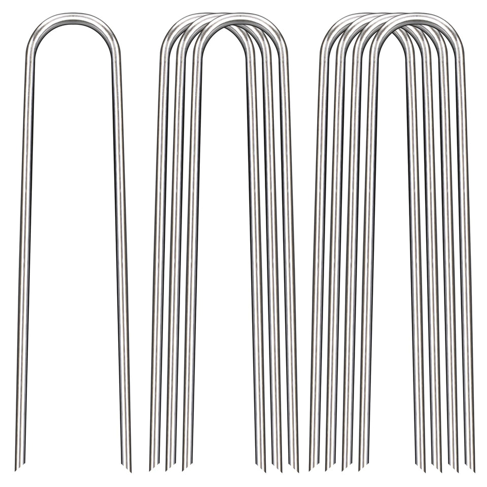 FAAYUCK 12-inch galvanized landscape stake top view for secure ground anchoring