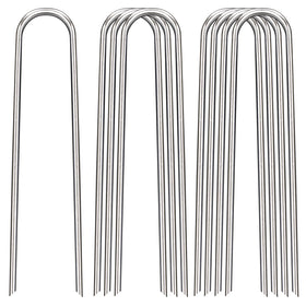 FAAYUCK 12-inch landscape stakes 100-pack securing weed barrier and fabric