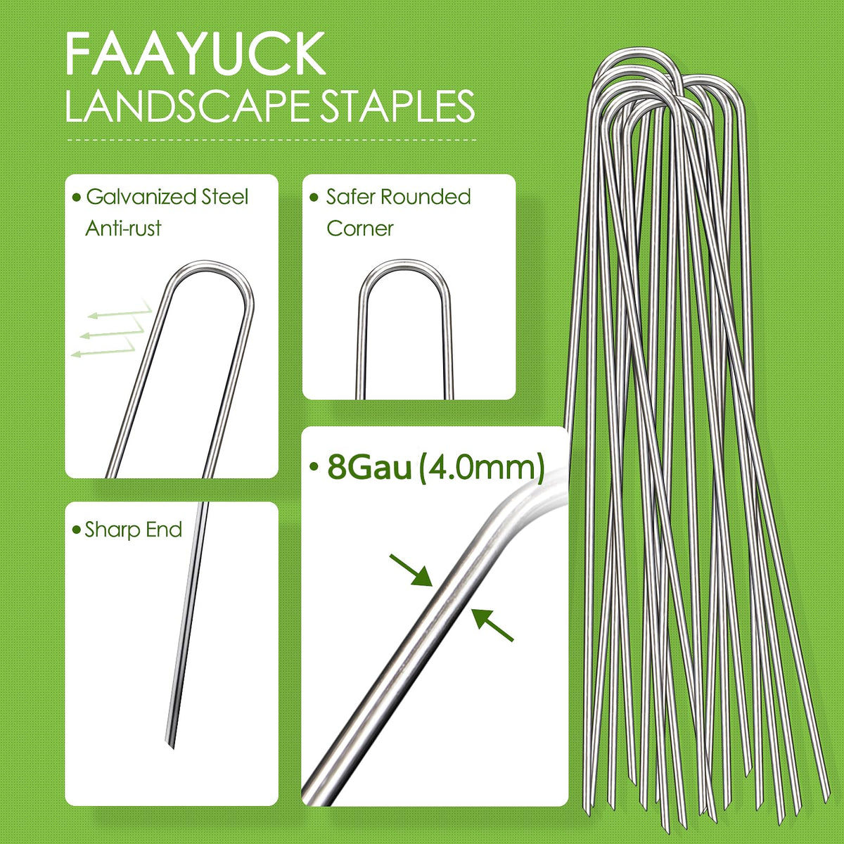 FAAYUCK weed-barrier stake being inserted to fix fabric neatly