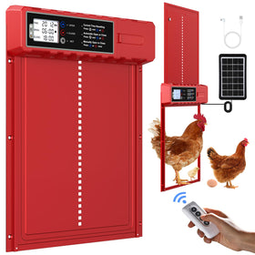 FabStyl automatic chicken door XL front view shows spacious passage for healthier hens.