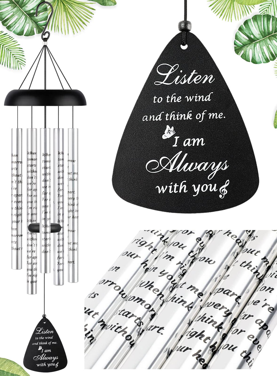 Fabuday 32-inch outdoor wind chimes, memorial design, soothing garden tones
