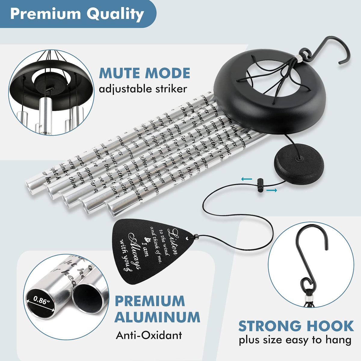 Fabuday wind chimes with mute mode offer flexible listening