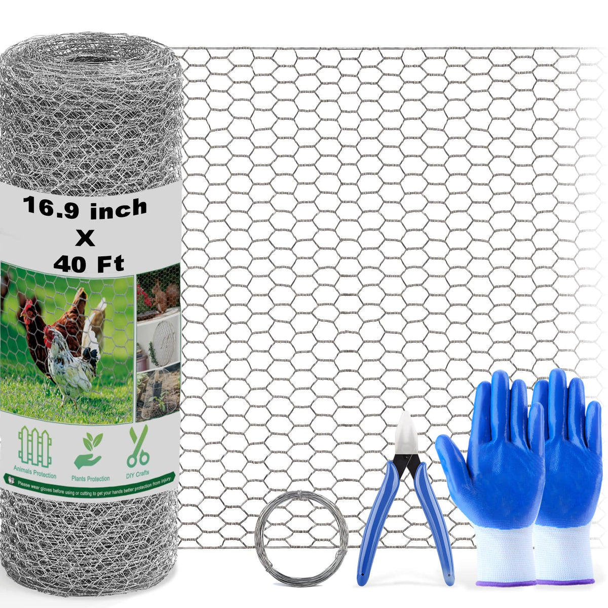 Fabulas chicken wire roll unrolled for garden fencing and pest deterrence