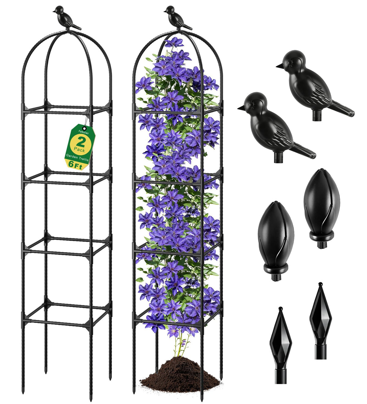 Fabulas Garden Obelisk Trellis 6ft assembly setup for climbing plants.