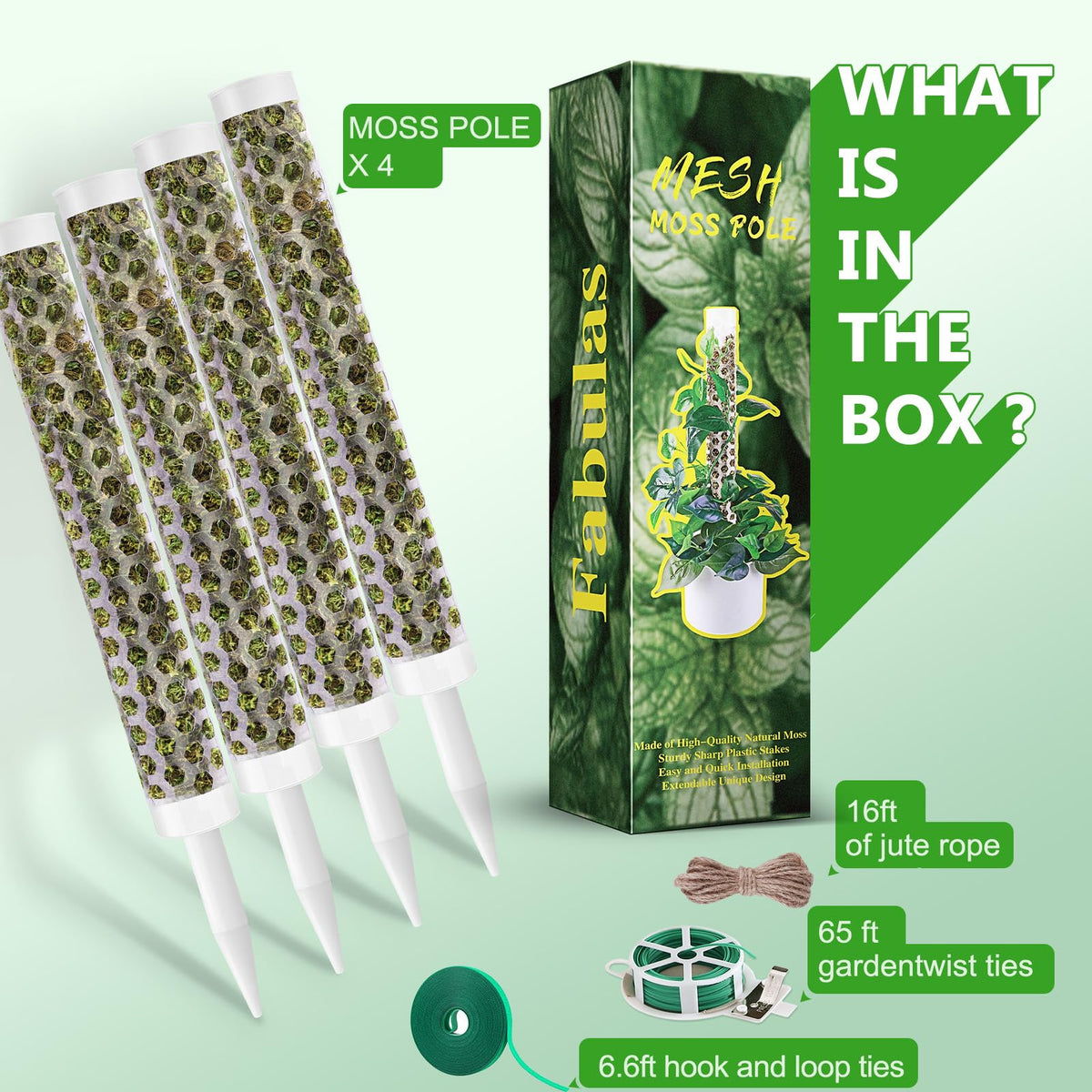 Fabulas gift-ready moss pole set in stylish packaging