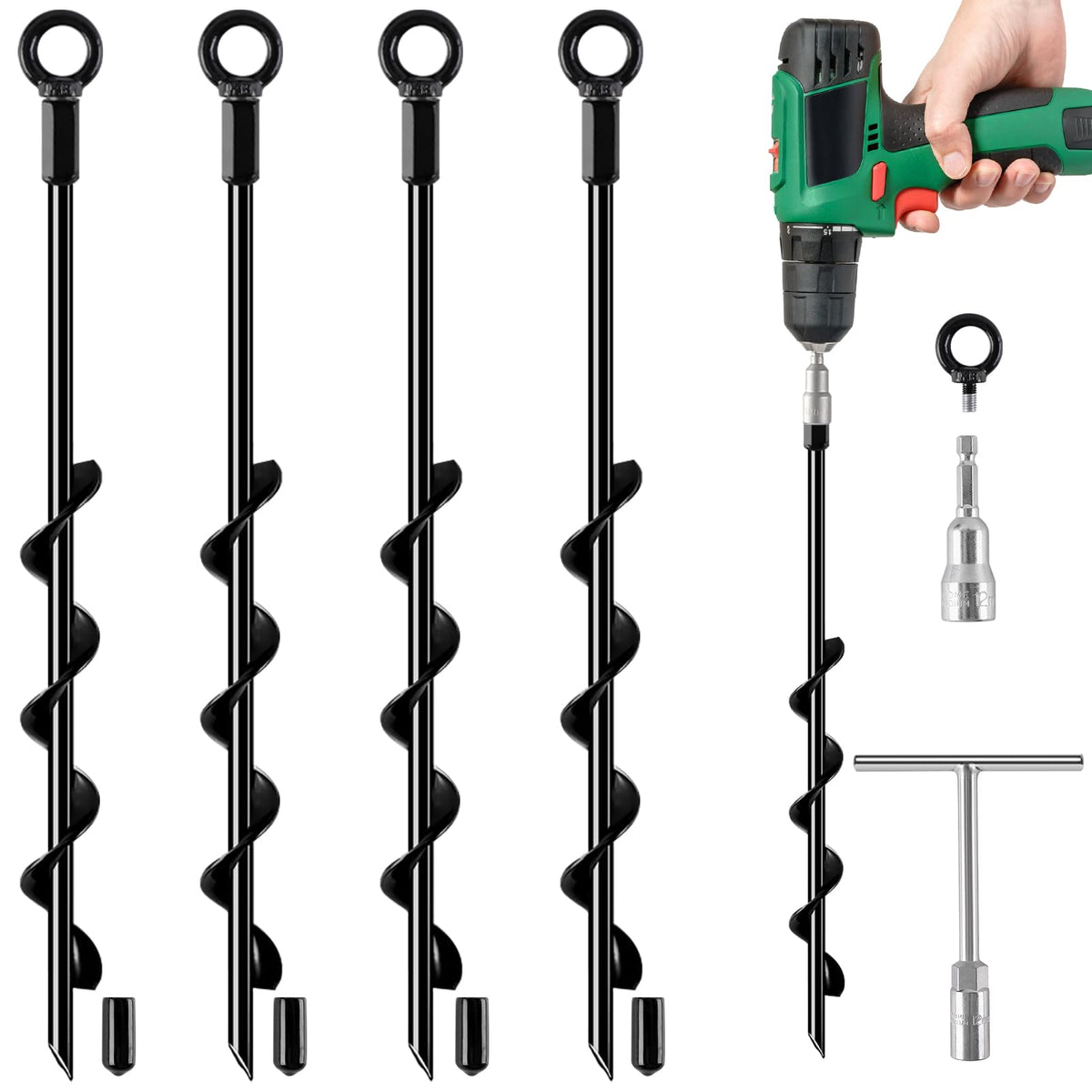 Fabulas ground anchors 18inch 4pack ensure deep, secure footing for sheds and trampolines.