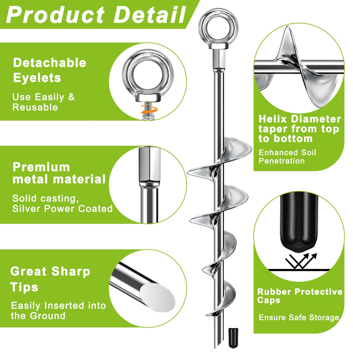 Fabulas ground anchor with powder-coated metal body resists rust