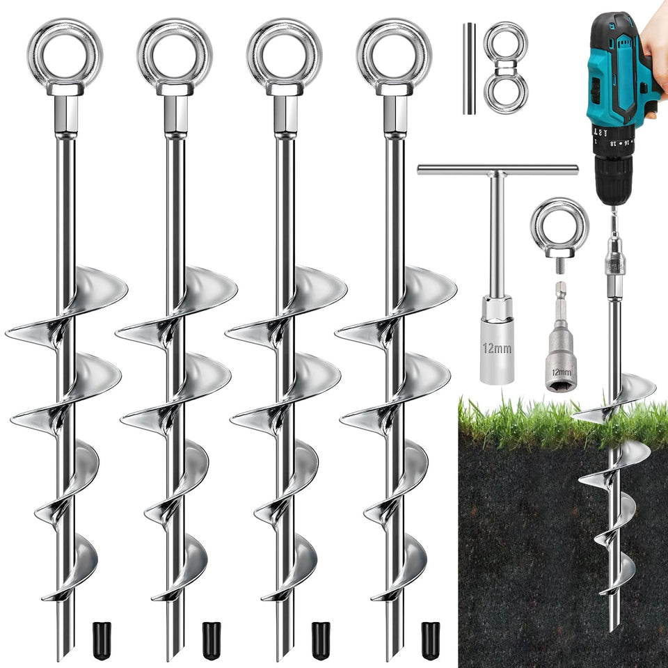 Fabulas ground anchor with spiral blade for strong grip