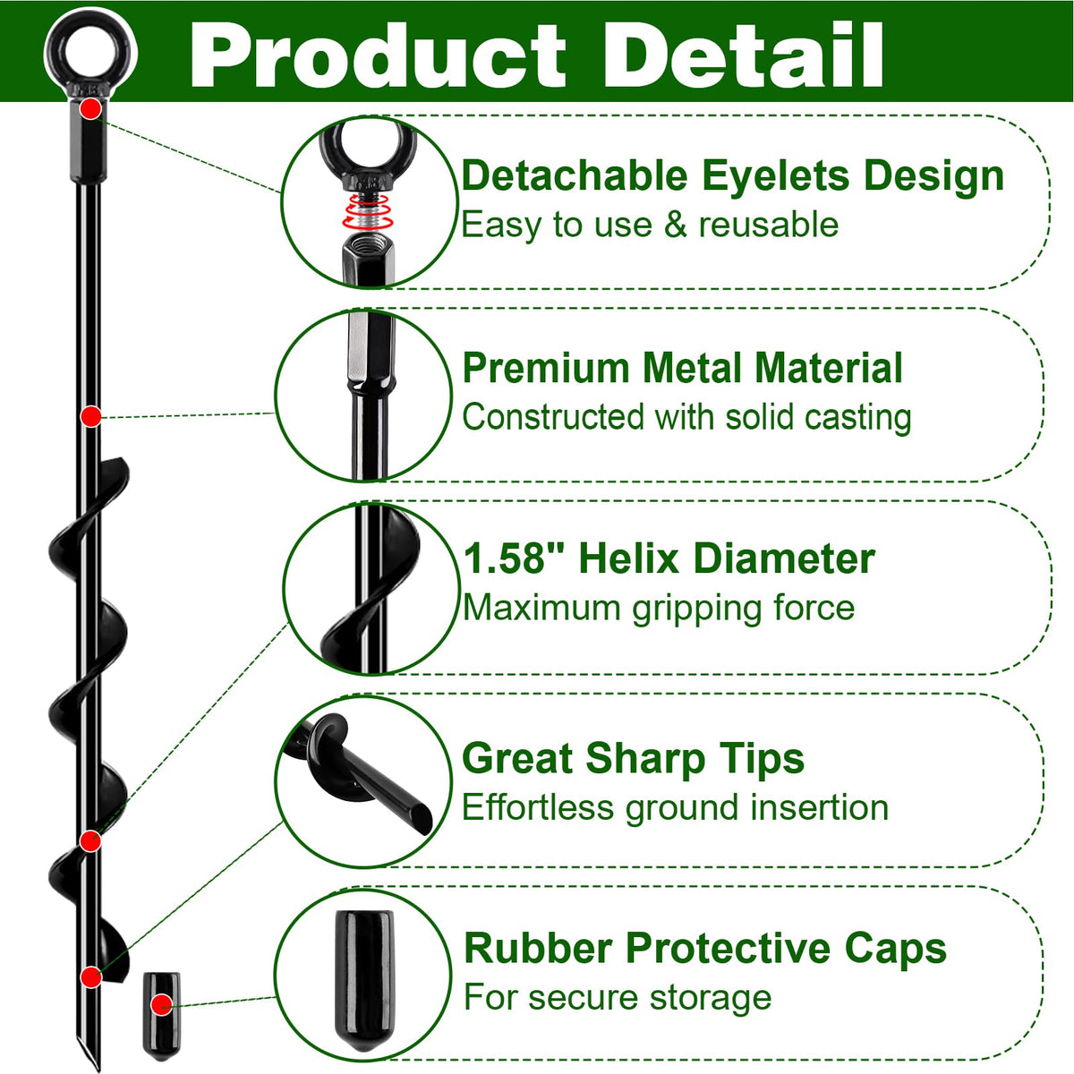 Easy installation with T-handle wrench for quick, secure anchoring.