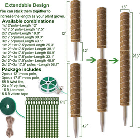 Fabulas extendable moss pole design stacks poles as plants grow