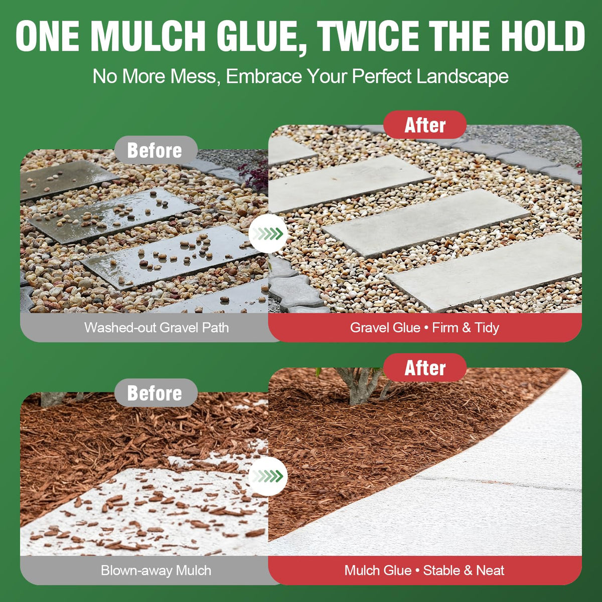 Facida glue uses adjustable sprayer for precise coverage on edging and beds.