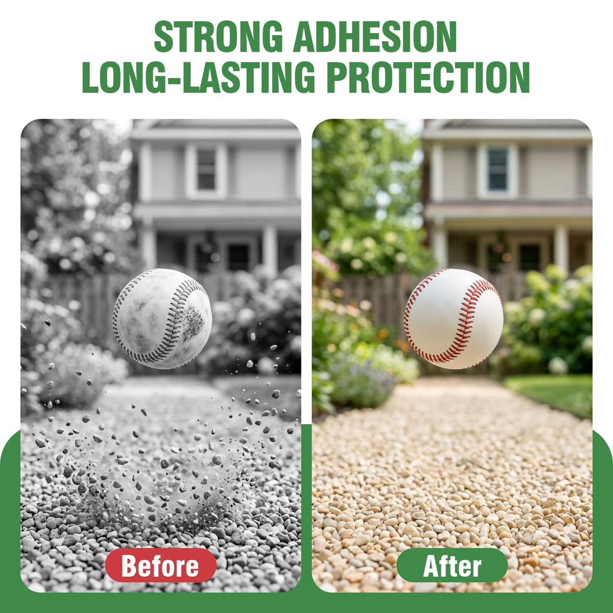 Facida glue withstands rain and sun to help stabilize light landscaping.