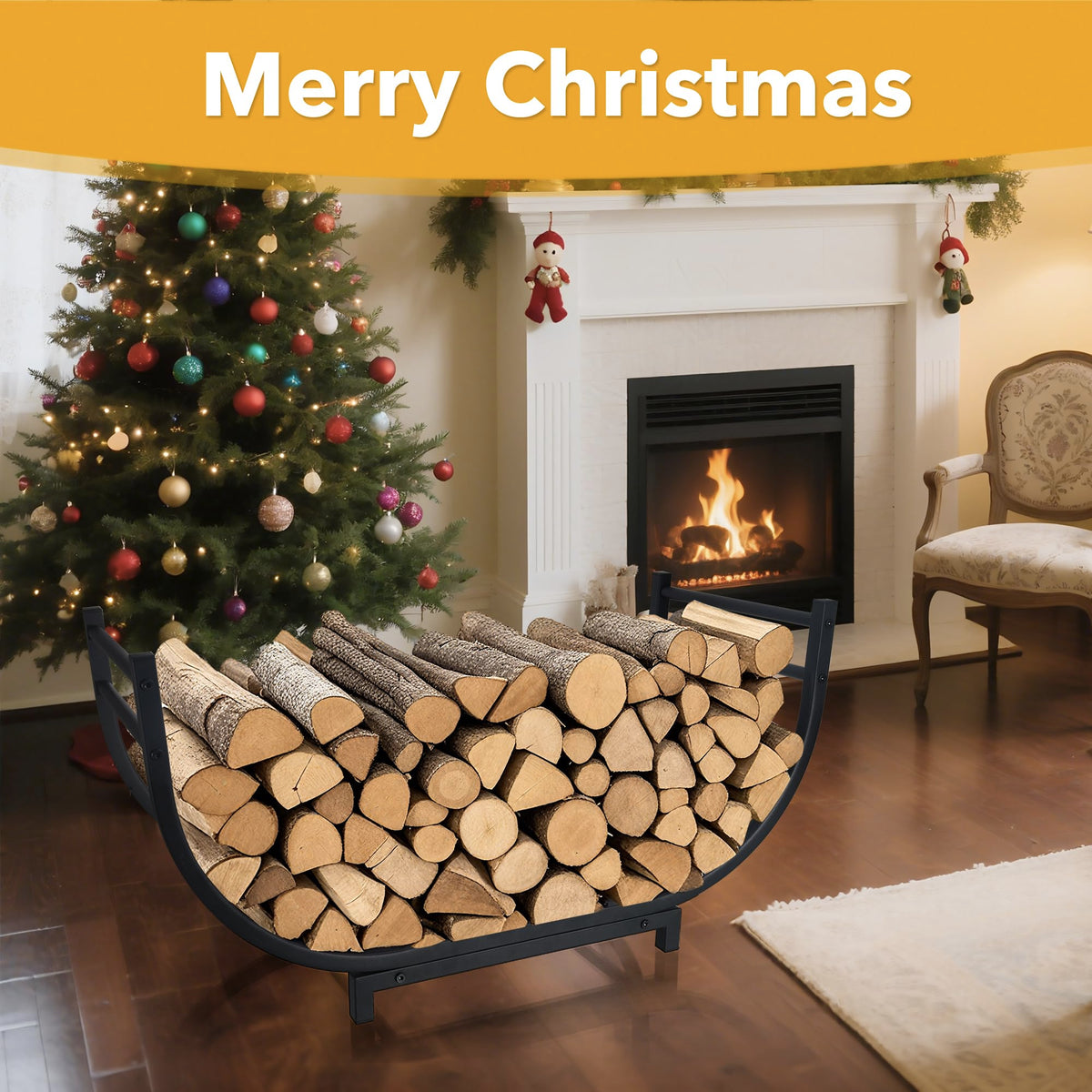 Facka curved firewood rack usable indoors or outdoors with durable design