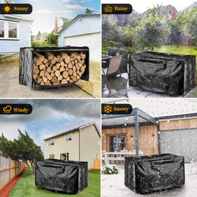 Facka log storage rack elevates logs for improved airflow.