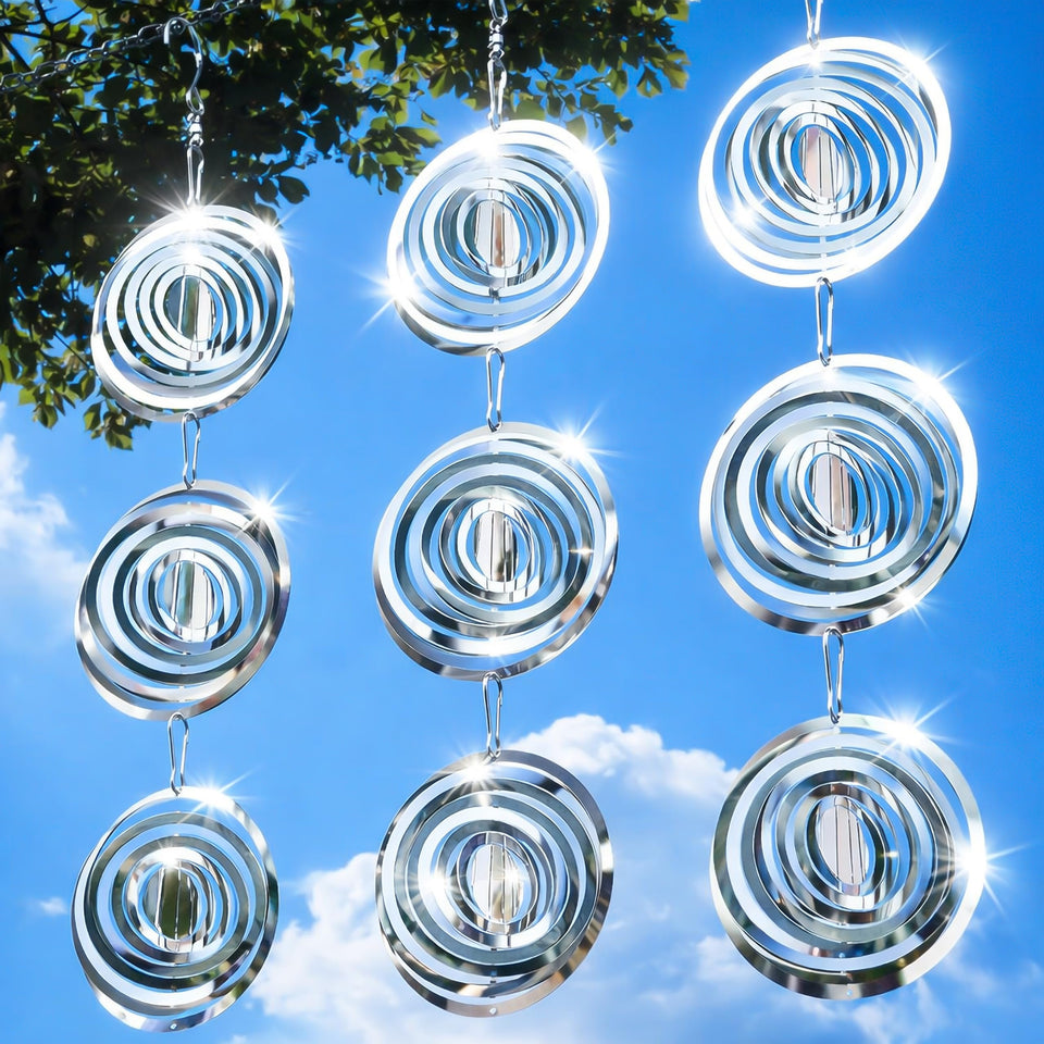 Factee Bird Deterrents 3D mirror wind spinner adds stylish sun-reflection to deter birds.