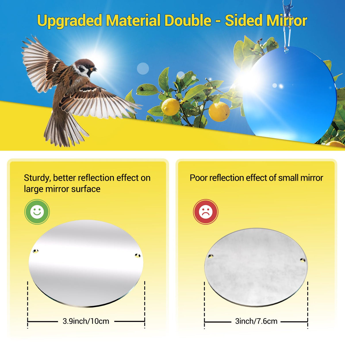Factee bird scare discs are double-sided reflectors for visibility.