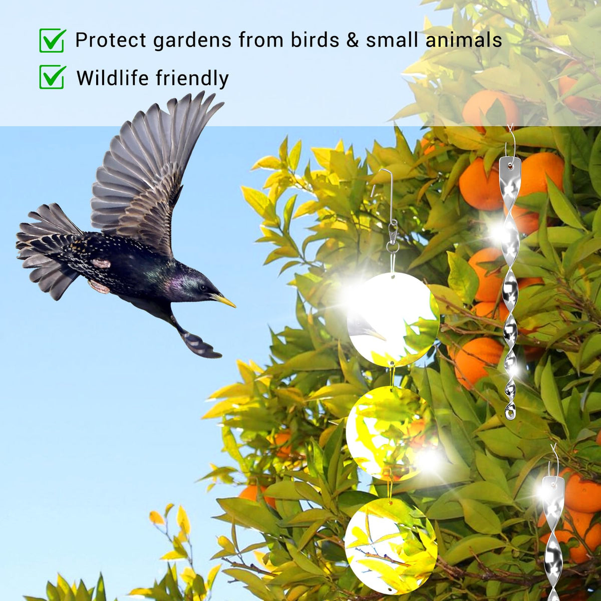 Factee bird scare ABS rods provide durable outdoor support.