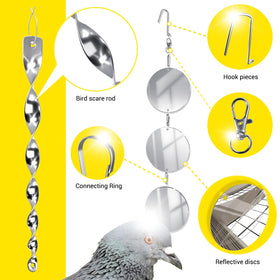 Factee bird scare reflectors protect windows, gardens, boats.