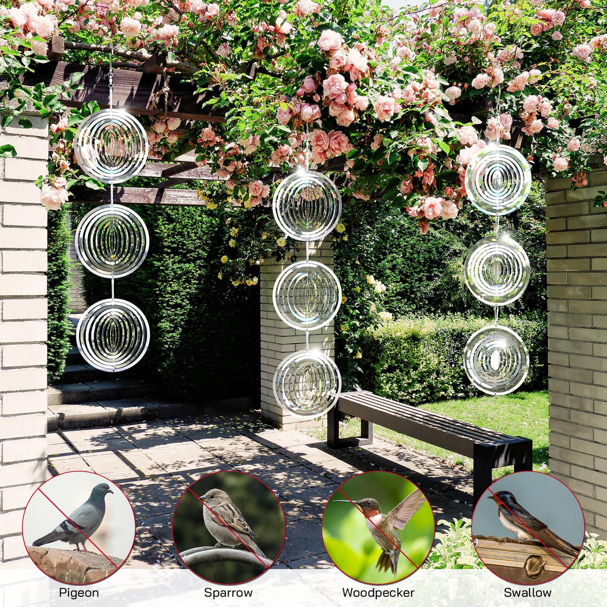 Factee outdoor bird control 360-degree spinner rotates freely for full coverage.