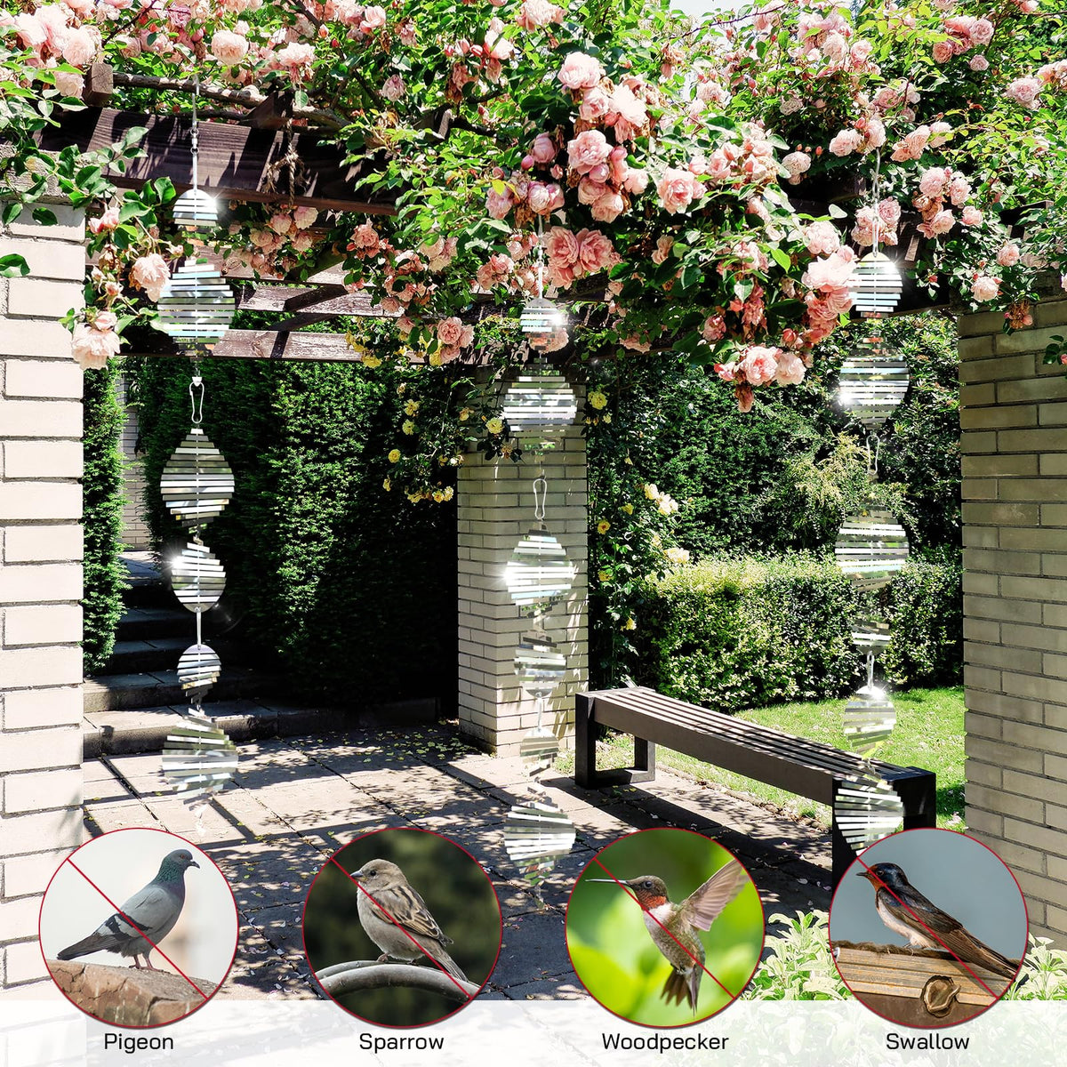 Factee reflective bird deterrent effect helps protect gardens and orchards from pest birds.