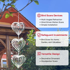 Factee wind spinner showcases bright reflections to repel pigeons from gardens.