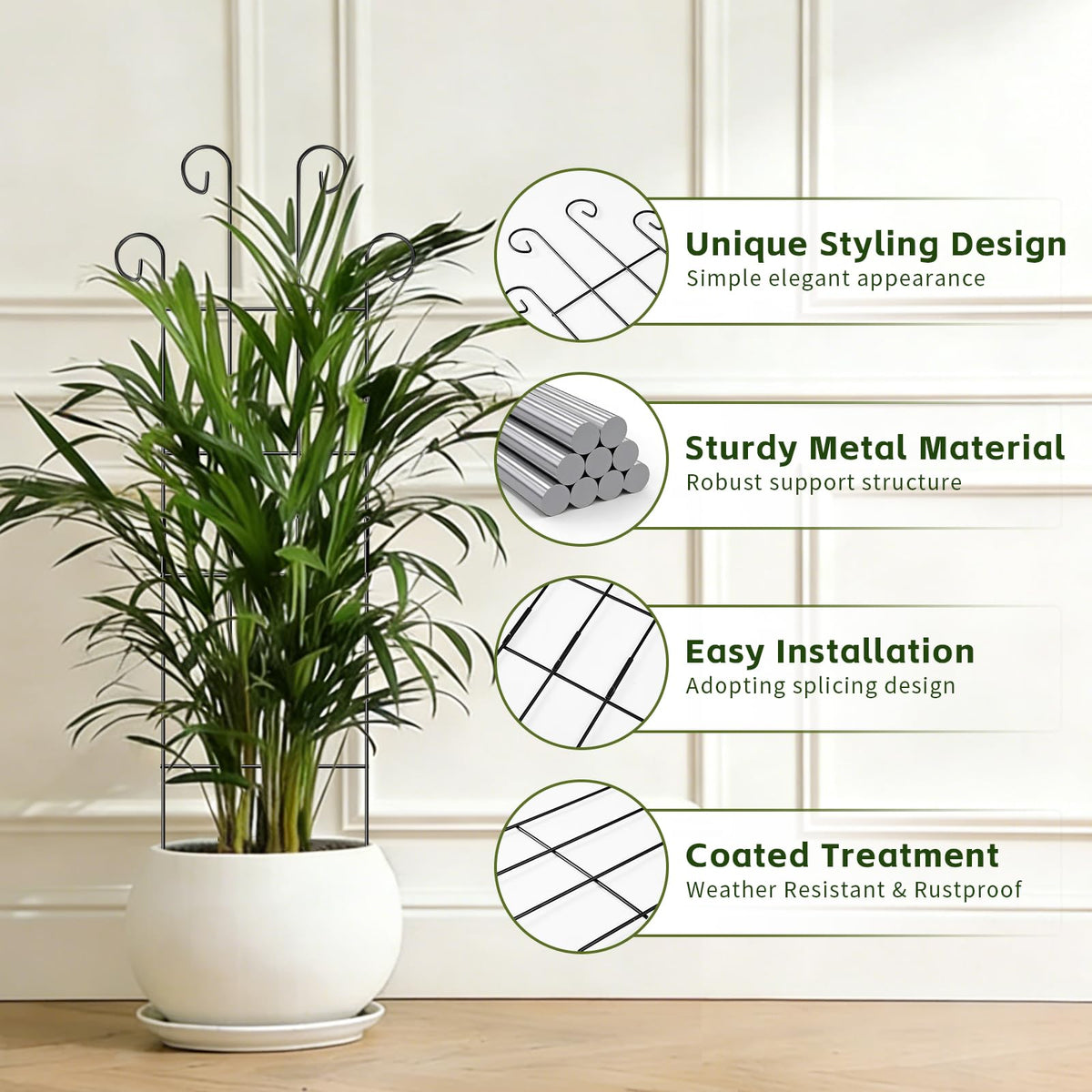 FAFTFTDY 31-inch metal frame provides sturdy plant support.
