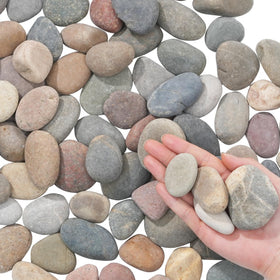 FAHAXIKI natural river rocks in a 5 lb bag, ideal for landscaping accents.