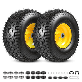 FAHKNS 156x6-6 tire-wheel assembly for riding mowers enhances stability on uneven lawns.