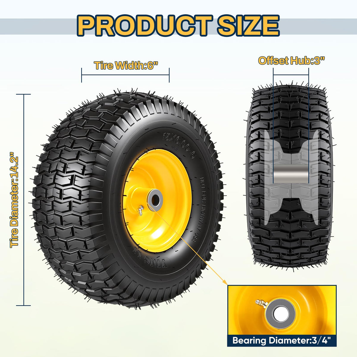 FAHKNS 156x6-6 tubeless lawn tire boosts ride comfort on bumpy terrain.