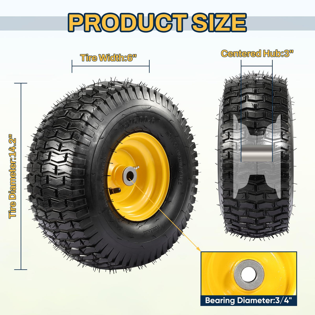 FAHKNS 15x6 tire tread close-up showing durable grip