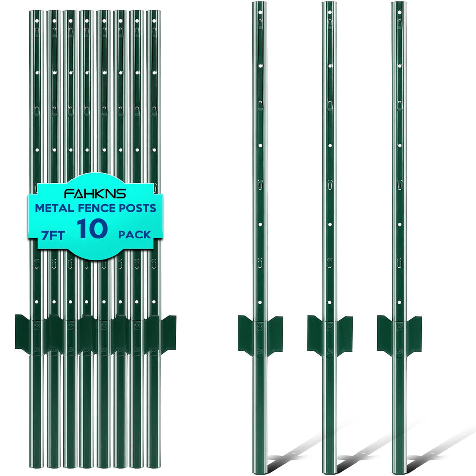 FAHKNS fence posts 7ft 10-pack ready for ground installation, no digging required.