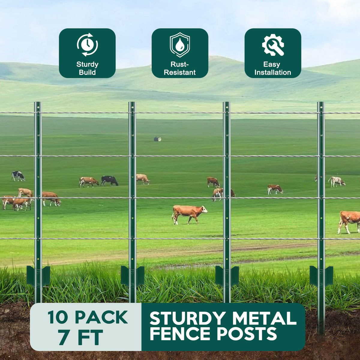 FAHKNS fence posts 7ft 10-pack provide sturdy steel construction for durable fencing.