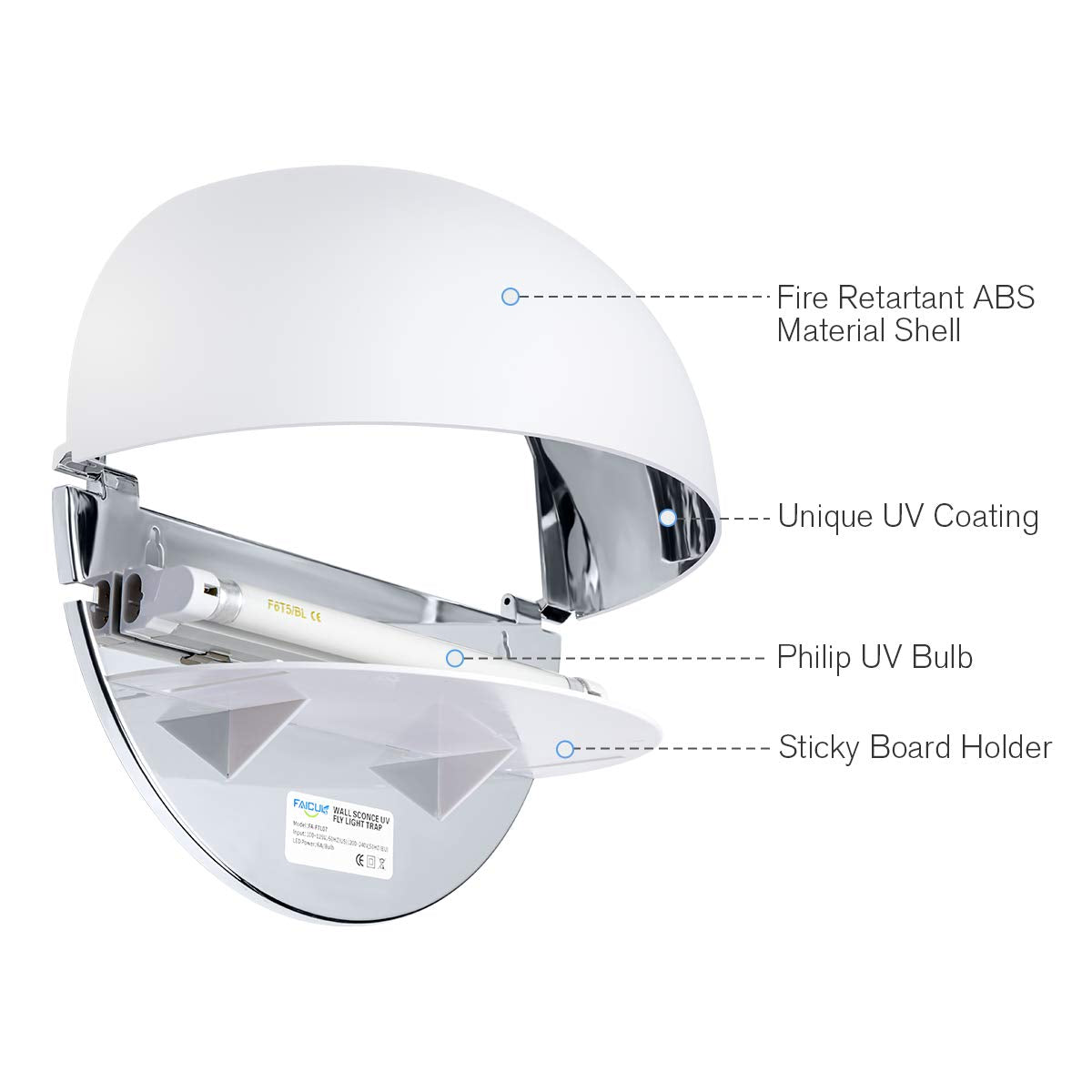 Faicuk fly light trap installed on wall, space-saving for indoor use