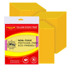 Faicuk yellow dual-sided sticky traps closeup showing pest-catching power for garden use.