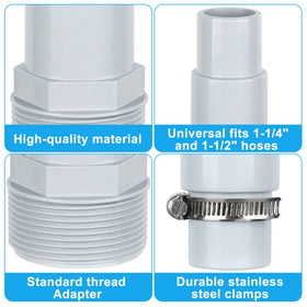 Fairooth hose adapter 1-1/2 inch fits most pumps for versatile use.