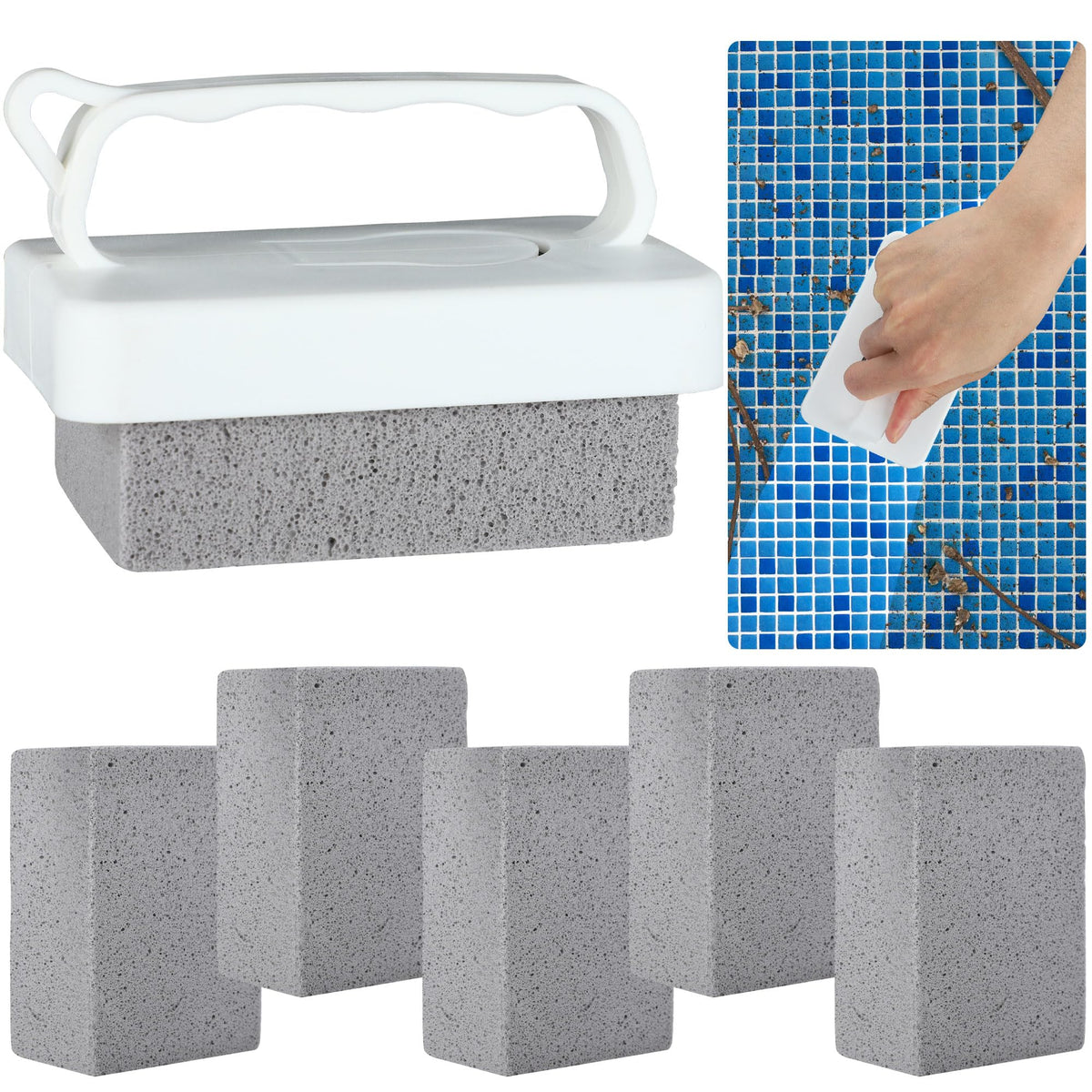 Fairooth pool pumice stones set with handle for grout and tile cleaning