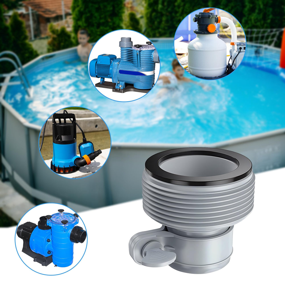 Fairooth pool hose adapters seal with rubber ring to prevent leaks