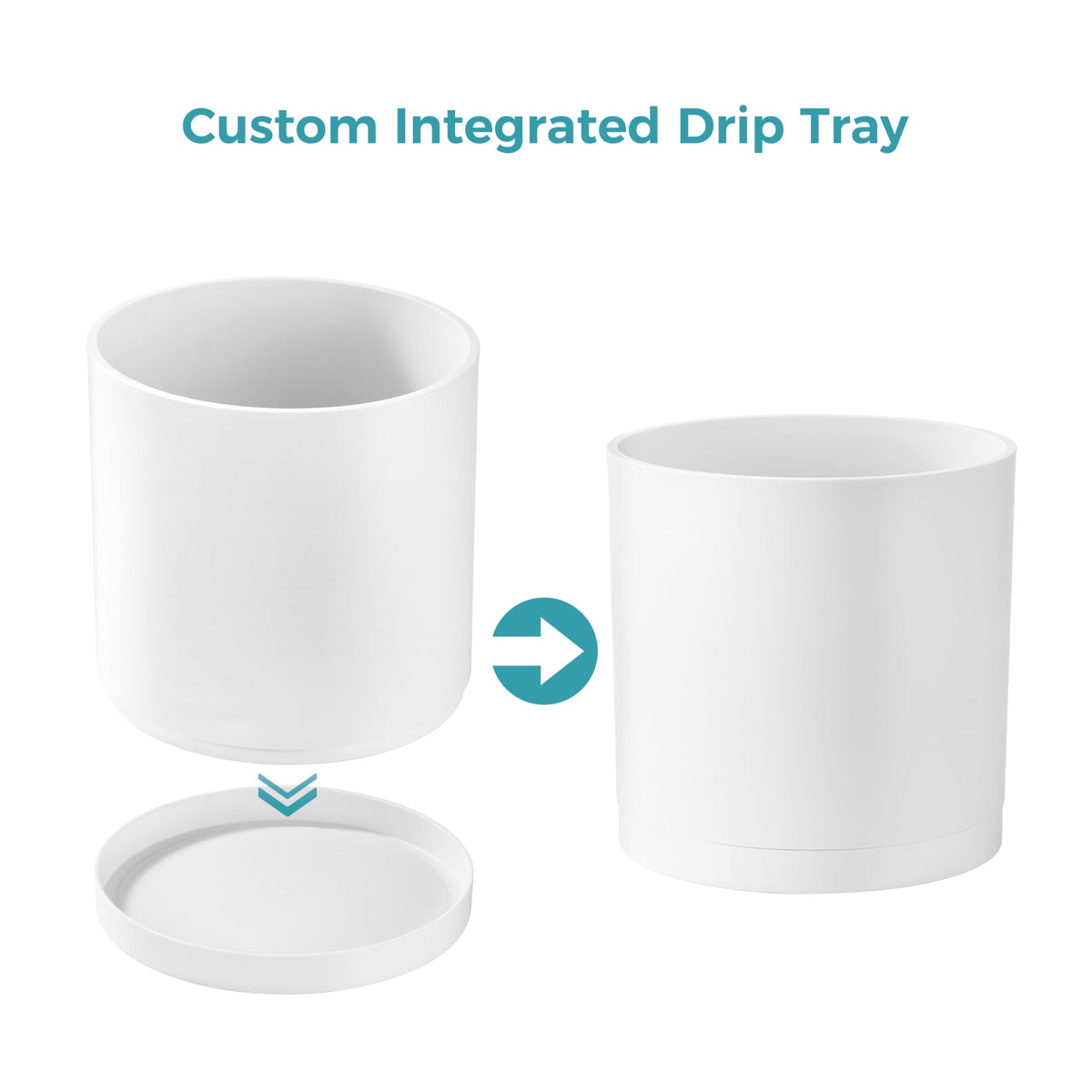 FaithLand 10in planter drainage holes with seamless detachable saucer for easy water management.